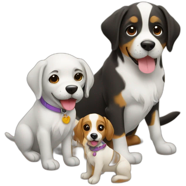 a dog family on the beach emoji