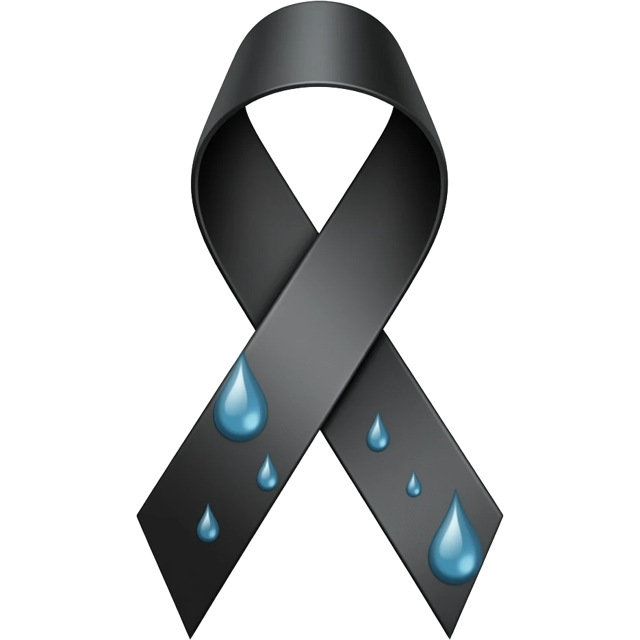 Yaş ve anma ile ilgili siyah kurdele emoji