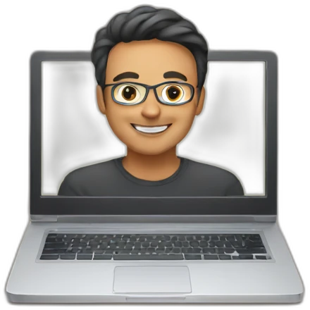 Online course on laptop emoji