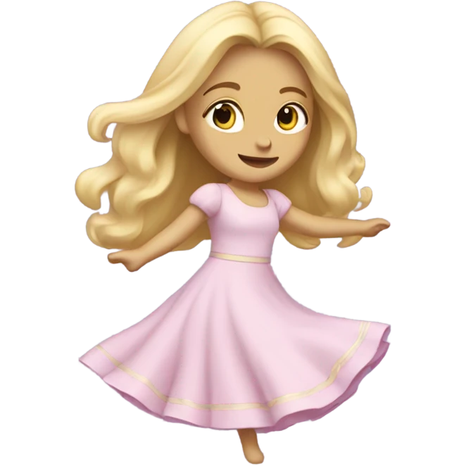 blonde long haired girl dancing in pastel dress emoji