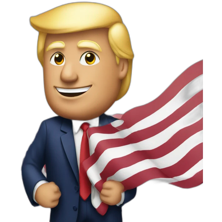 president trump with the american flag in his hand emoji