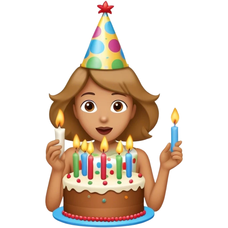 person celebrating a birthday with a cake and candles emoji