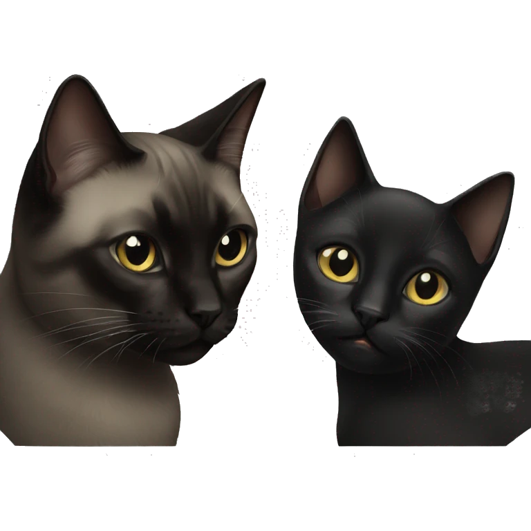 black cat and Siamese cat together emoji