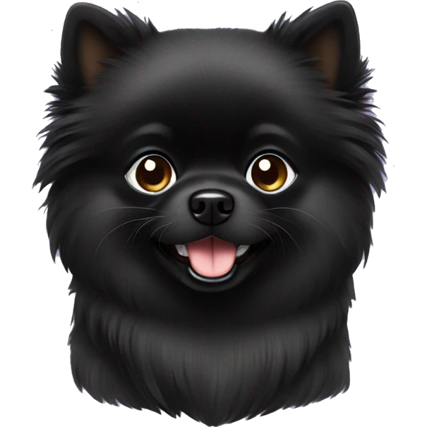 Black small Pomeranian spits emoji