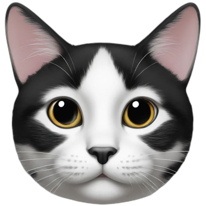 Black and white cat with black spot on nose emoji