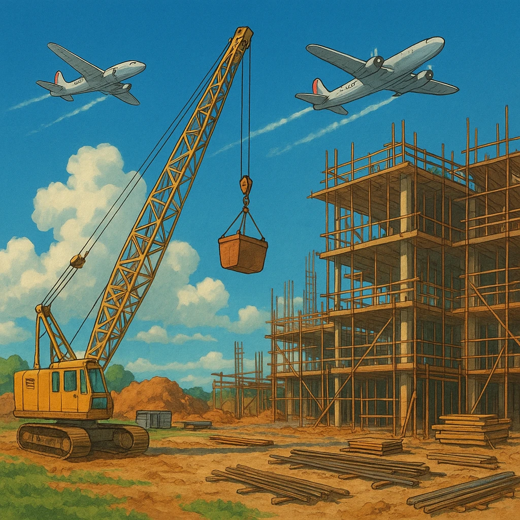 construction site and airplanes emoji