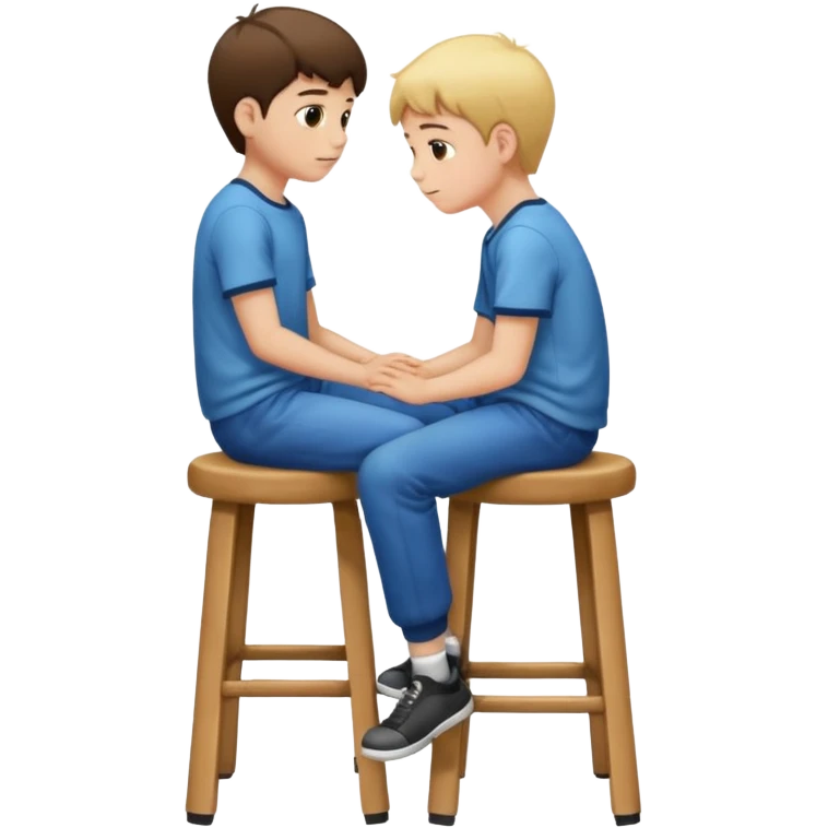a boy is sitting on a stool seeing whole body on left side emoji