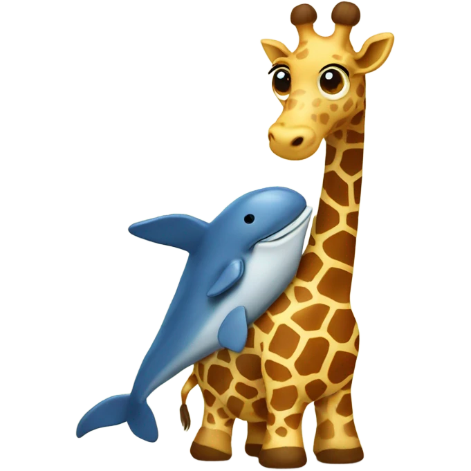 giraffe with a whale stuffed animal emoji