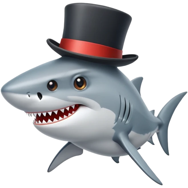 Shark with a top hat emoji