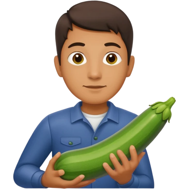 man. carrying a zucchini emoji