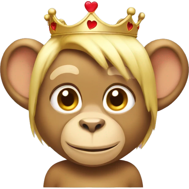 Blonde monkey with crown and heart emoji