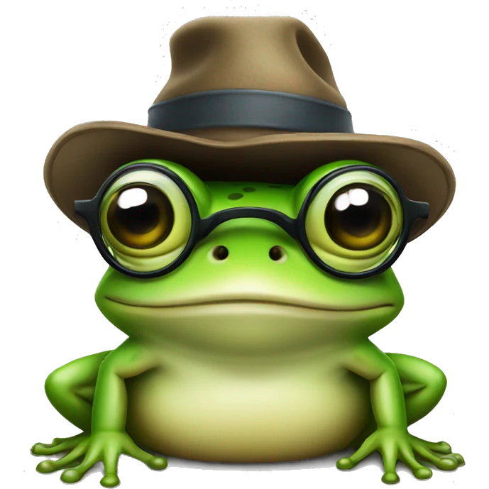 frog with glasses and hat emoji