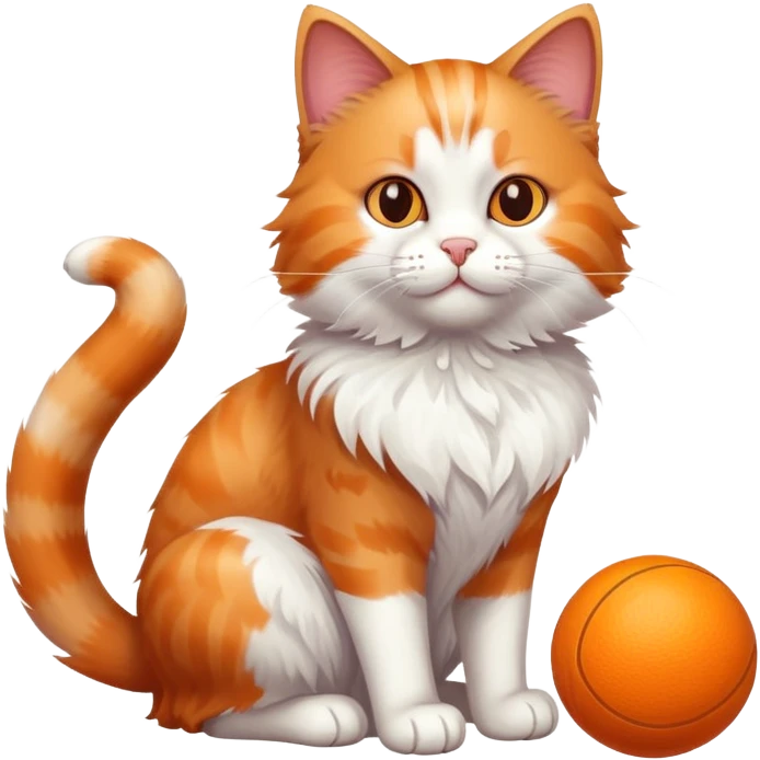 cat full body sitting playing with a toy ball emoji