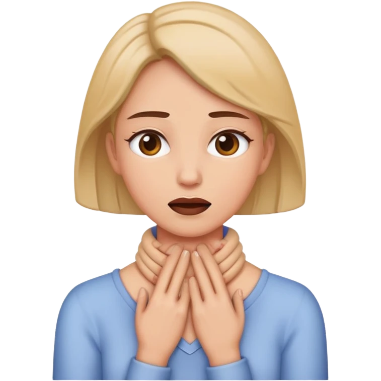 a woman with her hands around her neck choking emoji