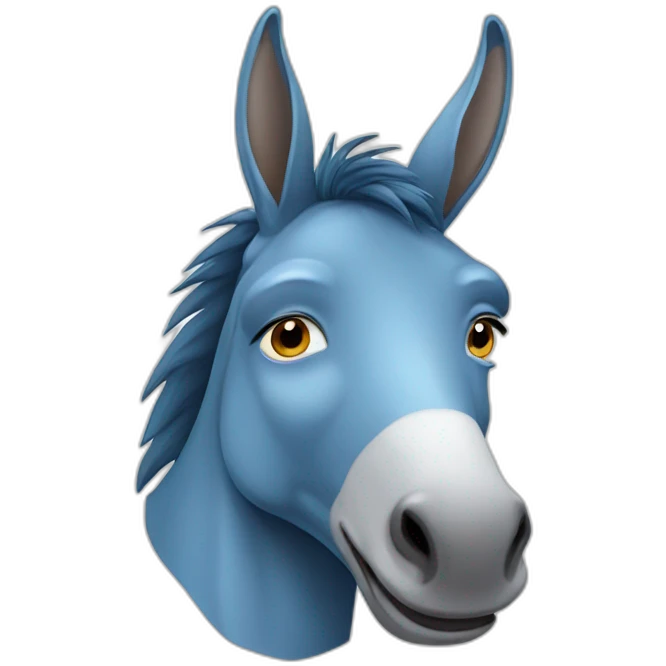 blue Donkey, 2D cartoon emoji