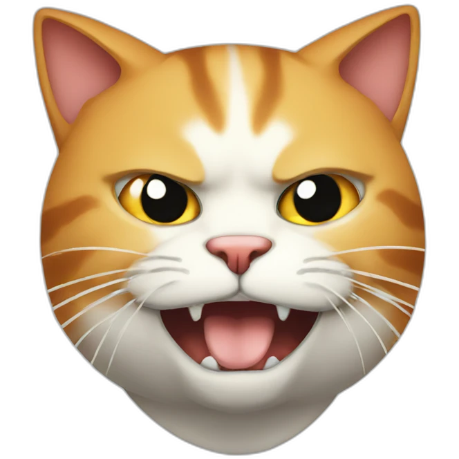 an angry cat is eating fish emoji