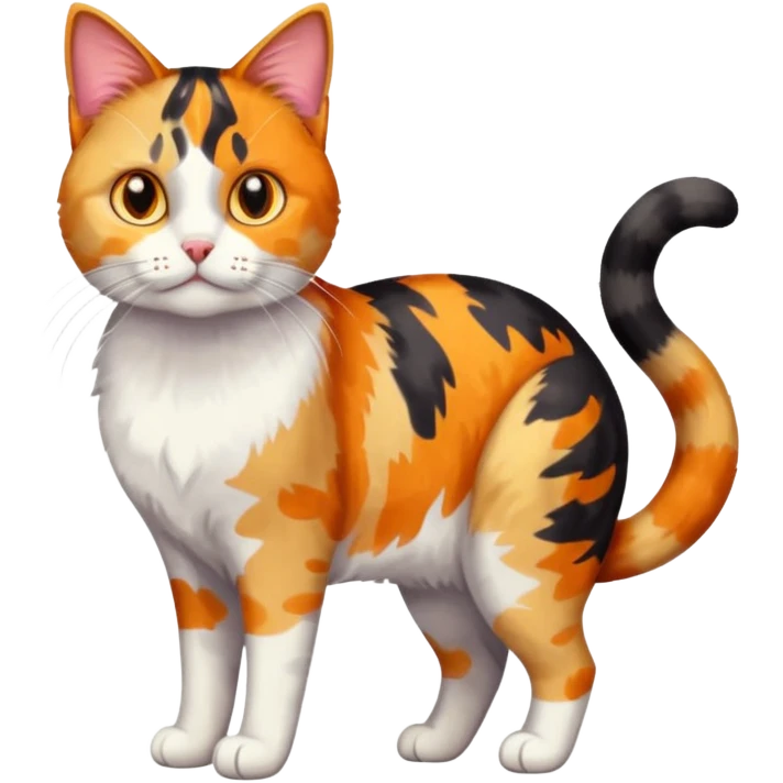 full body anxious looking colourful patchy calico tabby cat emoji
