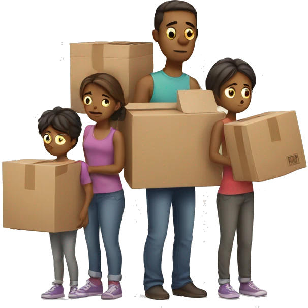 sad family with moving boxes emoji
