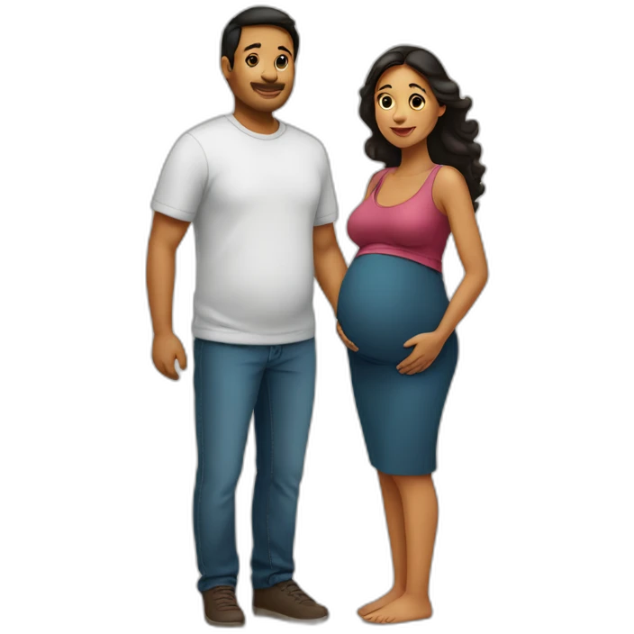 Latin Pregnant woman and husband in Canada emoji