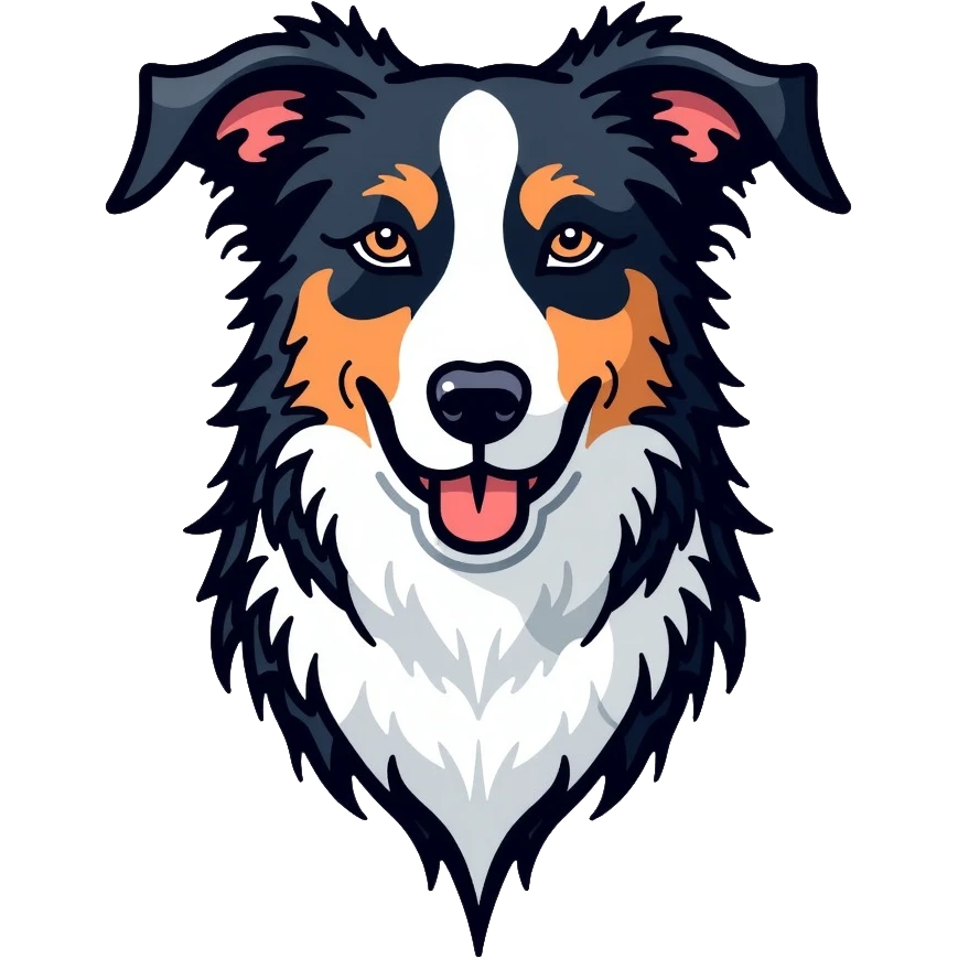 Border collie dog with only one black ear emoji