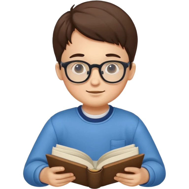 Boy wearing specs and reading books emoji