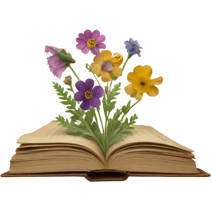 book with some pressed flowers on the pages  emoji