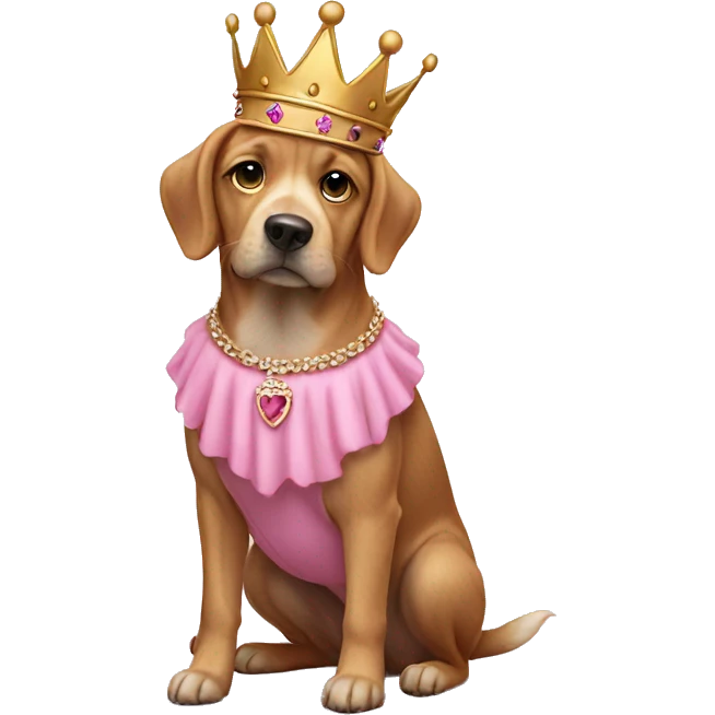 dog wear a pink dress and a crown  emoji