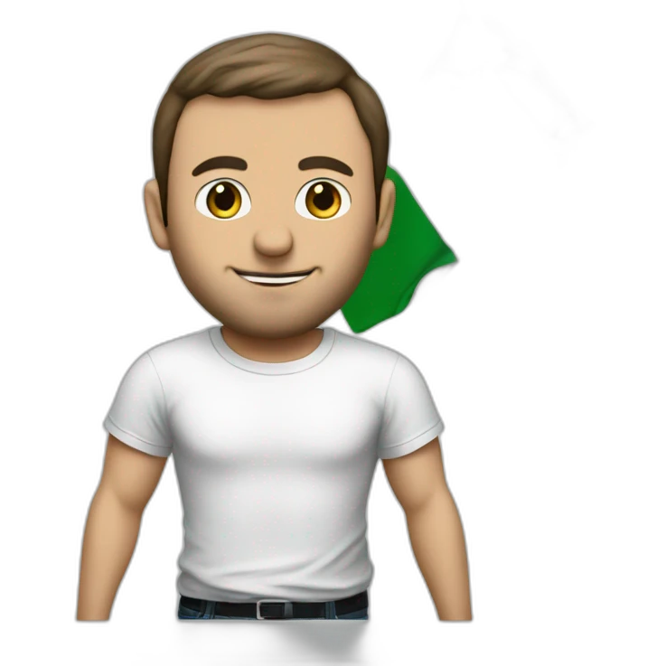 macron wearing a t-shirt with a palestinian flag on it emoji