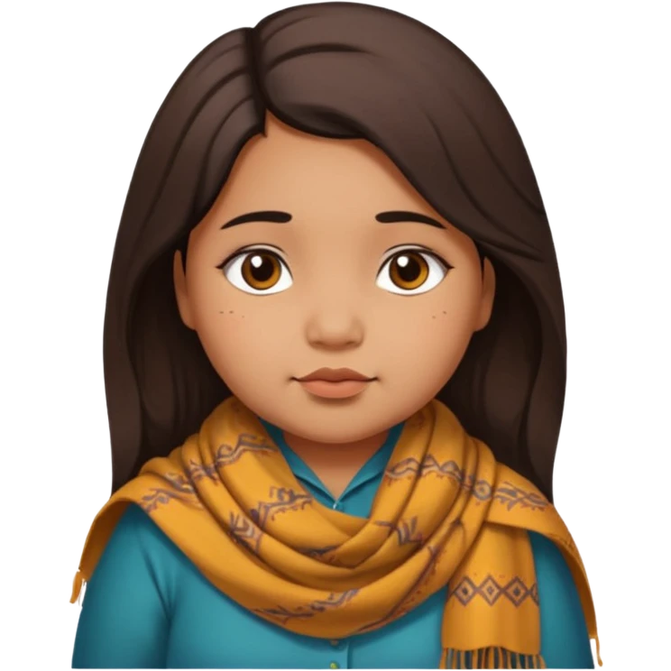 A north eastern brown (indian ) girl who is chubby but cute and her hair is mid length and her eyes are a little downturned emoji