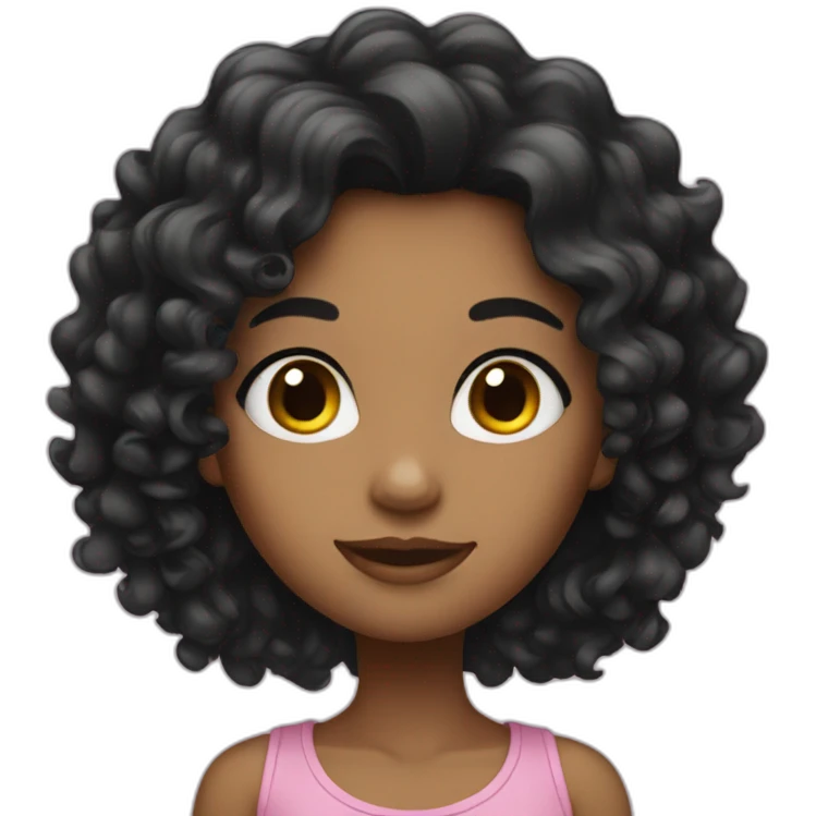 Girl with long Blak curly hair emoji