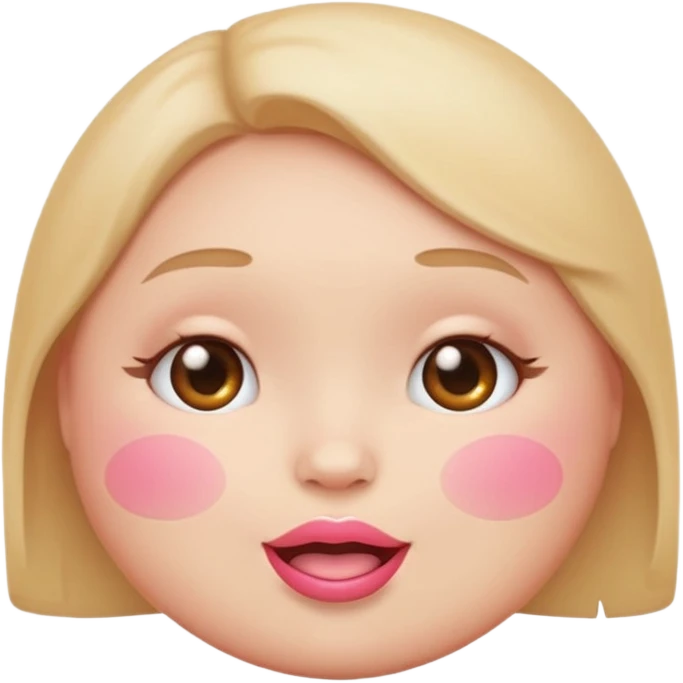 Cute circular emotional emoji with plump light pink lips emoji
