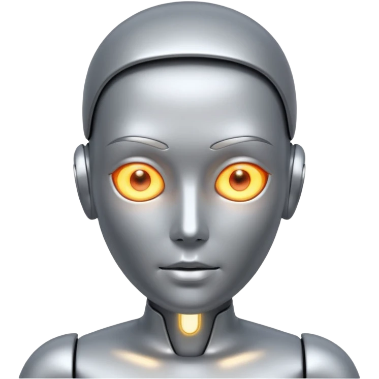 Robots Humanoid – Silver android with glowing eyes, human shape emoji