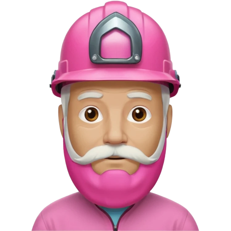 pink helmet old, long white beard emoji