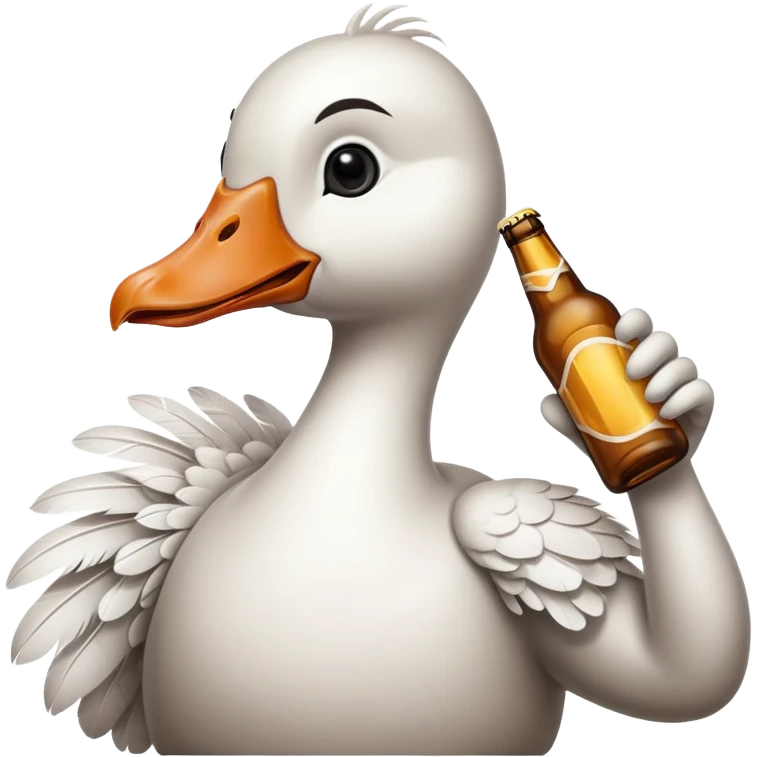 Goose with bottle of beer emoji