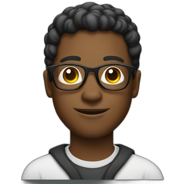 Black Man with nerd glasses in a bike emoji