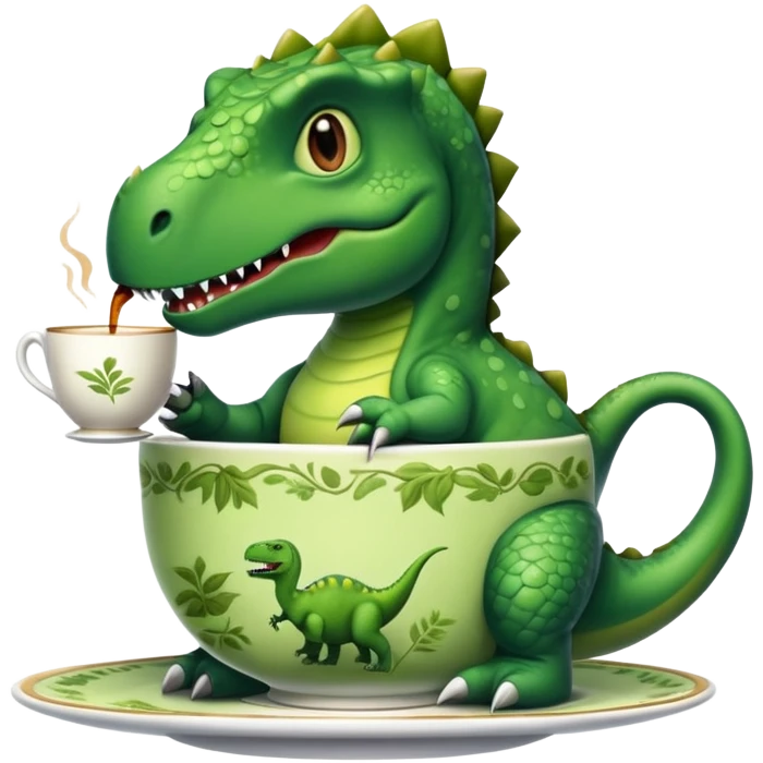 Dino drinks tea emoji