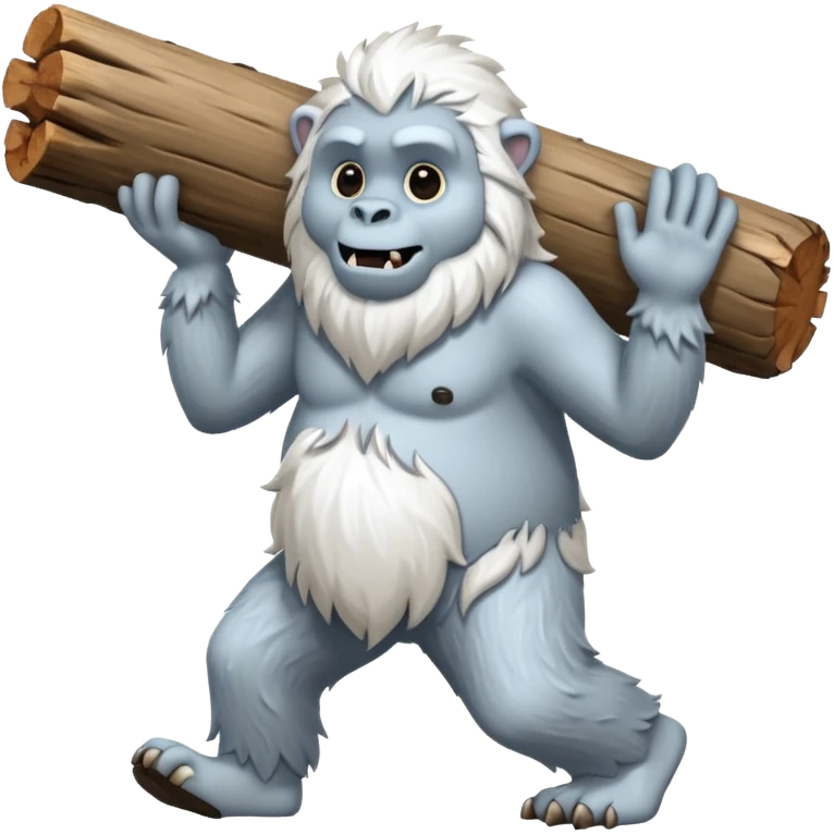 yeti, carrying a big wood emoji