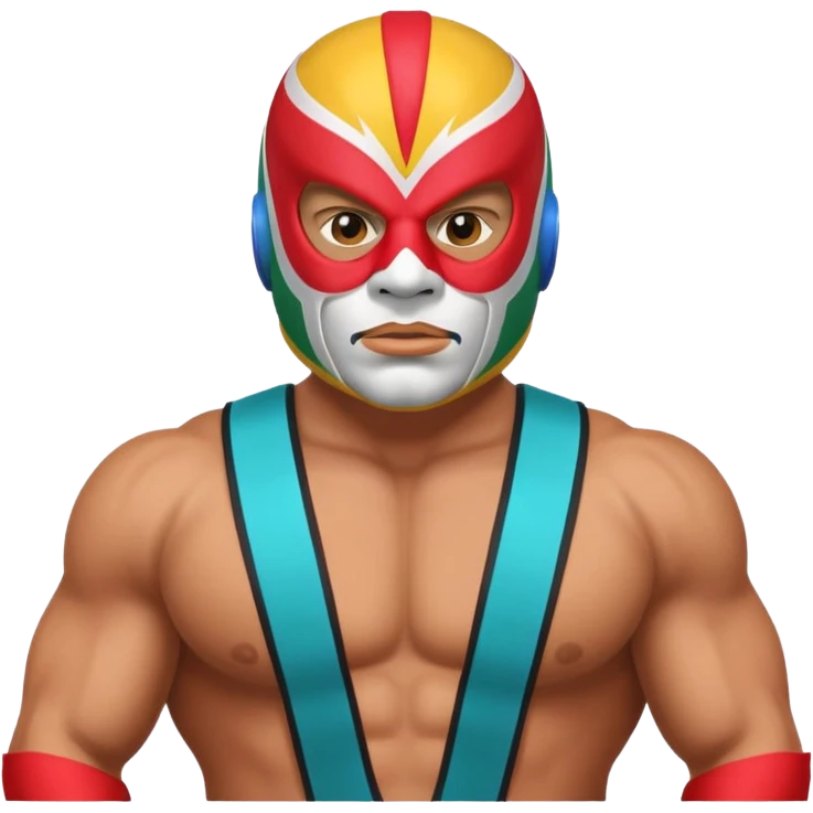 Mexican wrestler portrait, head and shoulders only, colorful luchador mask, muscular collar, confident expression, 3D cartoon, mobile game icon style, clean background, no text, no watermark
 emoji