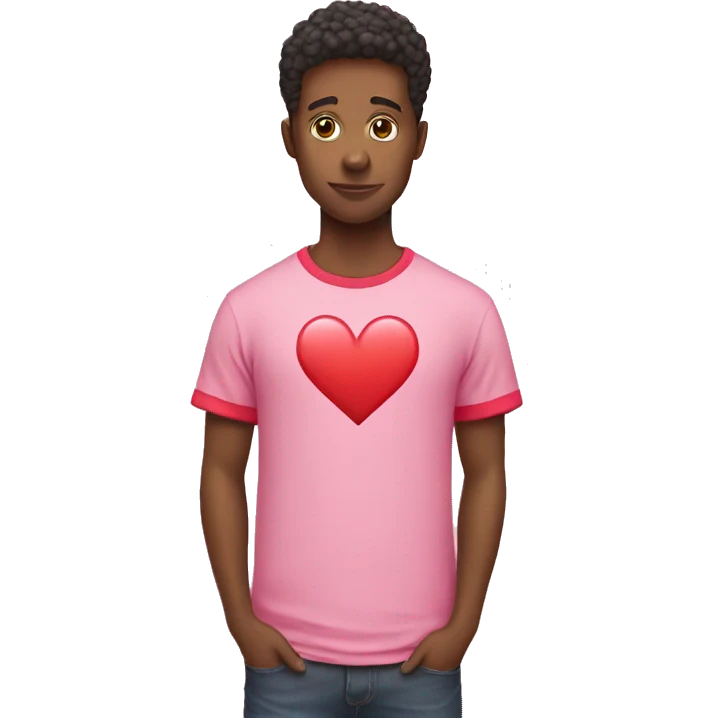 Pink t shirt with red heart emoji
