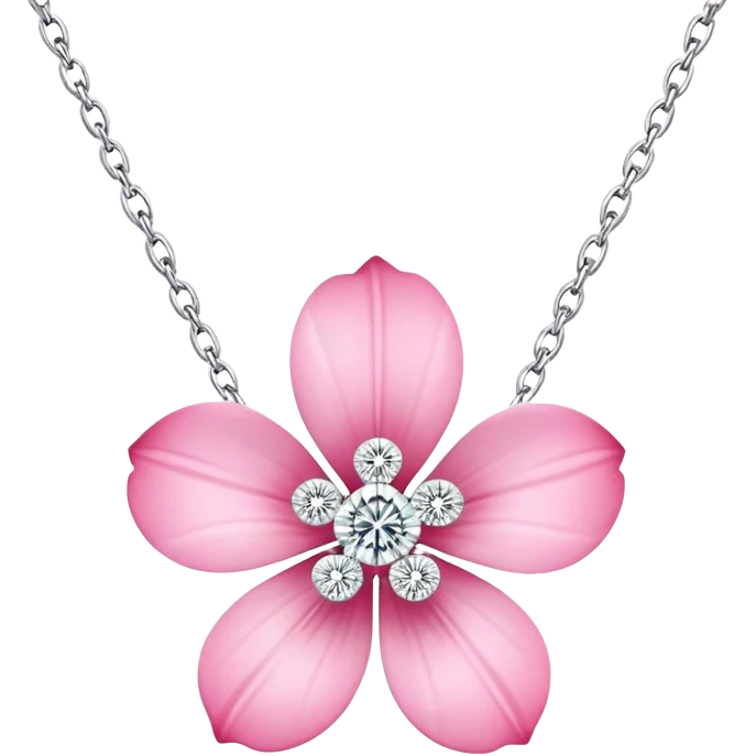 Pink flower with diamond petals necklace  emoji