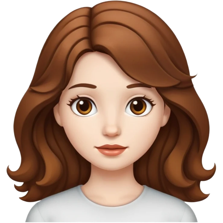 White skin, brown wavy and straight hair girl emoji