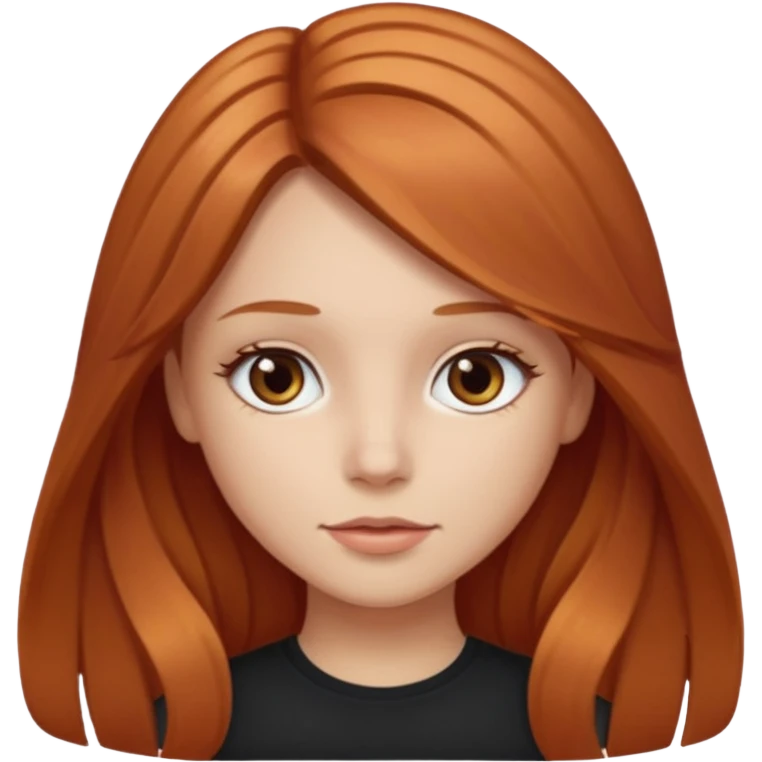 girlfriend with long middle part dark strawberry blonde hair with brown eyes emoji