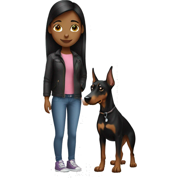 girl with doberman  emoji