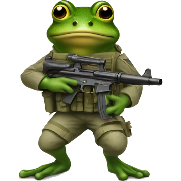 Solider frog holding gun emoji
