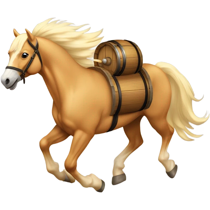 Palomino horse running around a barrel emoji
