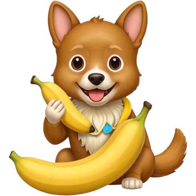 A dog eating a banana emoji