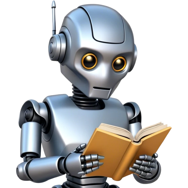 Robot reading book emoji
