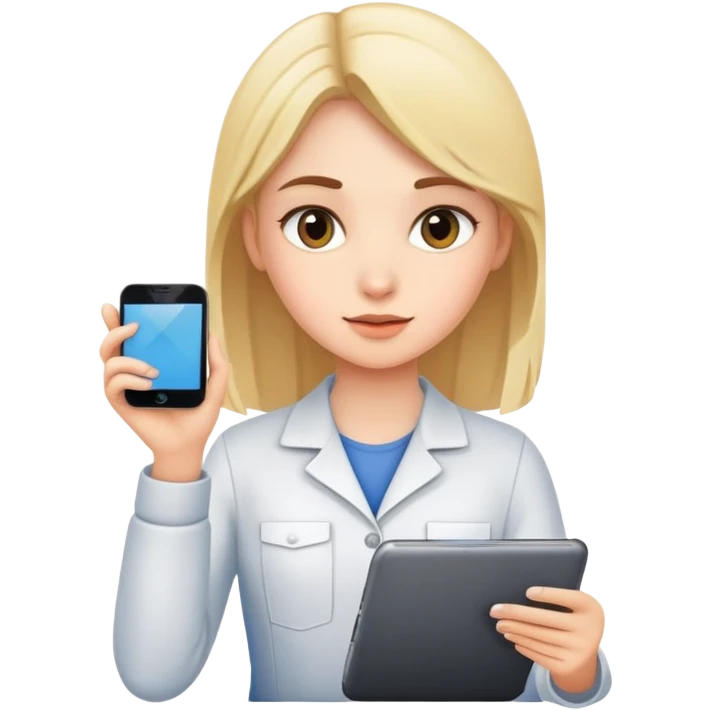 Una chica trabajando.  emoji