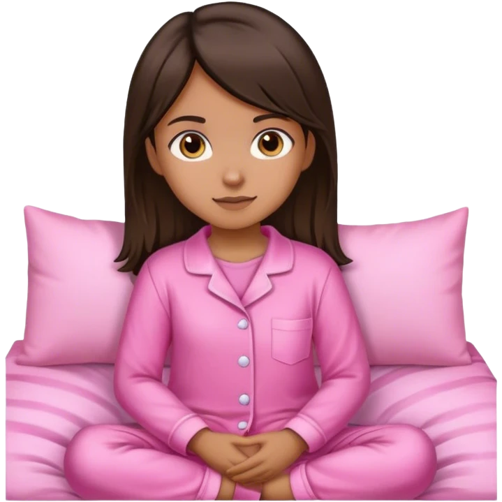Girl with light brown skin dark hair and pink pijama emoji