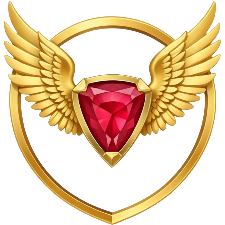 Triangle Rubby stone award-in-frame-decorated-with-golden-angel--wings emoji